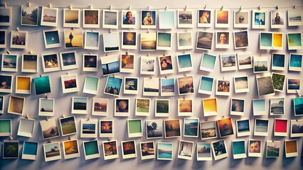 Blank Polaroids on a Wall, Ready for Your Stories  AI generated