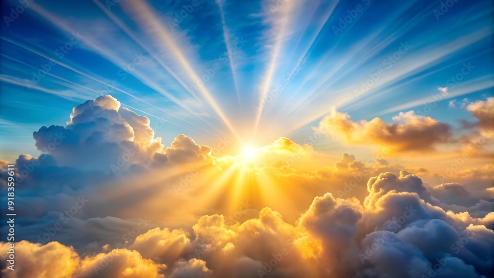 Poster golden rays through the clouds generative ai