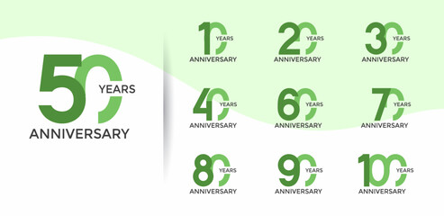 anniversary logo style set with green color can be use for celebration moment