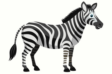 Obraz premium Cartoon illustration of a standing zebra with black and white stripes