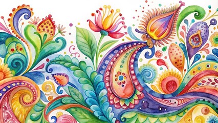 A Watercolor Dreamscape of Swirling Paisley Patterns  AI Generated