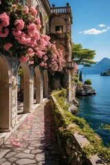 Enchanting Lakeside Architecture and Playful Cats.