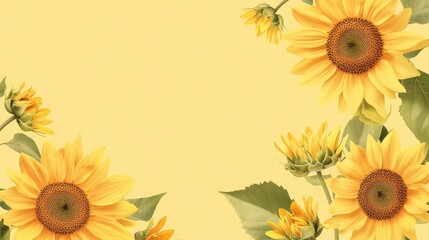 Sunflower background with copy space. Nature background 