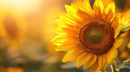 Sunflower background with copy space. Nature background 