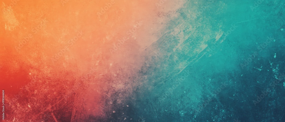 Poster retro vibes. teal, orange, and red grainy gradient summer banner design