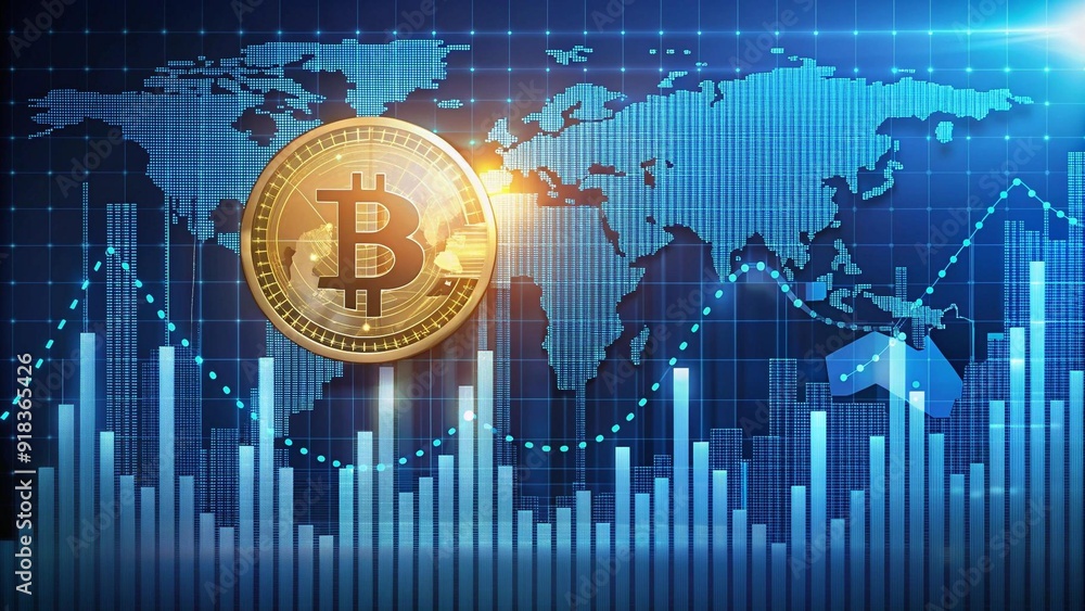 Poster the economic landscape shaped by bitcoin: a visual journey through charts and indicators ai generate