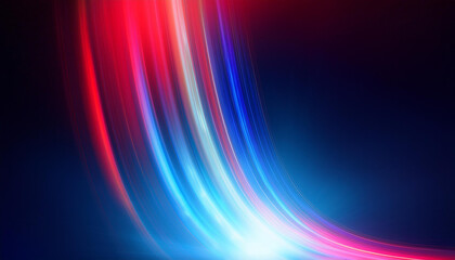 Fototapeta premium Abstract Gradient Light Beams Reflecting on a Dark Surface with Vibrant Blue Lines, Futuristic Neon Spectrum Illumination Effect. Digital Art Composition. Patriotic Background