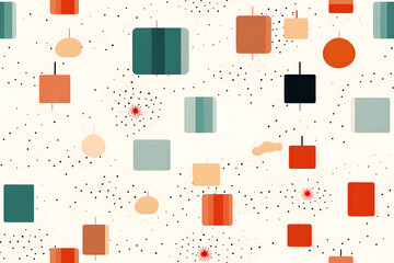 Seamless Abstract Triangle, Circle and Square Pattern of Minimal Pastel Color Background Design. Print Ready for Textile, Fabric, Packaging, Banner, Decor, Wrap, Fashion, Accessories, Web, and Social.