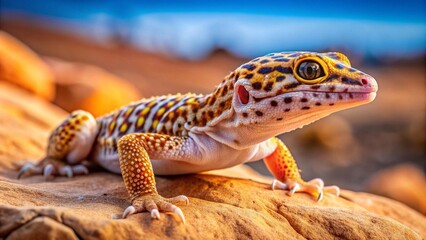 Fototapeta premium Leopard Gecko Basking Under a Desert Sun AI generated