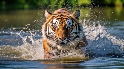 Tiger Emerging from Water