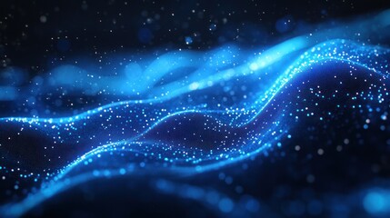 Abstract Blue Wave of Light