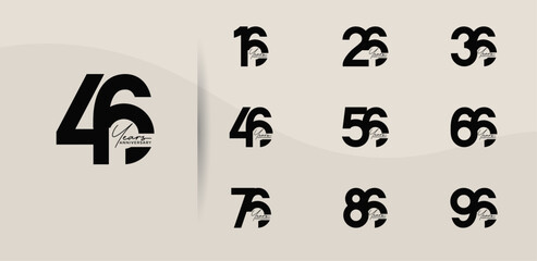 anniversary logo style set with black color can be use for celebration moment