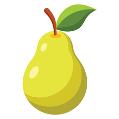 Simple Pear Fruit Vector Illustration on White Background