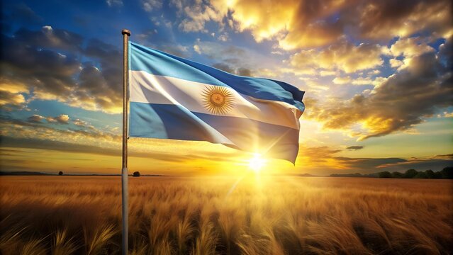 Sun-Kissed Flag: A Vibrant Celebration of Argentina's Natural Beauty  AI generated