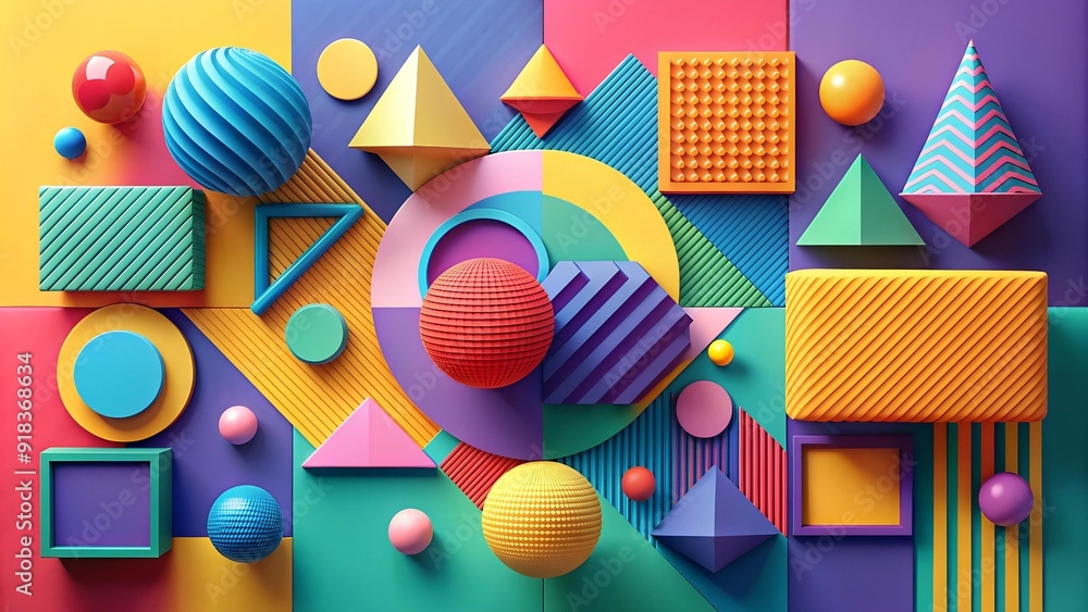 Poster geometric abstractions: a celebration of color and form generative ai