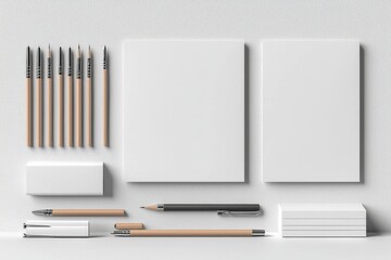 Realistic blank stationery set mockup isolated created with generative ai