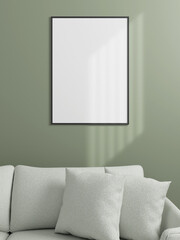 Empty framed canvas for mockups and art illustrations
