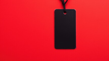 Fototapeta premium Blank Black Tag on Red Background