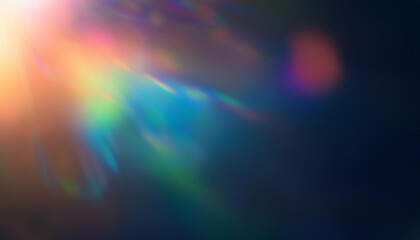 Vibrant Spectrum. Abstract Radiant Light Beams Emanating from a Multicolored Horizon Against a Deep Blue Background, Ethereal and Dynamic Aura of Energy and Light