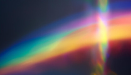 Vibrant Spectrum. Abstract Radiant Light Beams Emanating from a Multicolored Horizon Against a Deep Blue Background, Ethereal and Dynamic Aura of Energy and Light