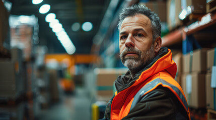 Professional Logistics Director Managing Supply Distribution Strategy in Factory Close-Up Shot with Safety Gear and Industrial Background