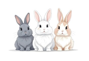 Fototapeta premium Illustration of rabbits, digital art with space for text