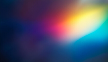 Abstract Ethereal Light Spectrum. Dreamy Rainbow Hues Blending into a Soft, Mystical Glow Across a Deep Blue Gradient Background, Banner for Presentation