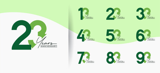 anniversary logo style set with green color can be use for celebration moment