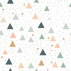 Seamless Minimalist Soft Pastel Vibrant Geometric Triangle Shape With Dots Pattern Background. Print for Textile, Packaging, Banner, Decor, Wrap, Fashion, Accessories, Web, and Social