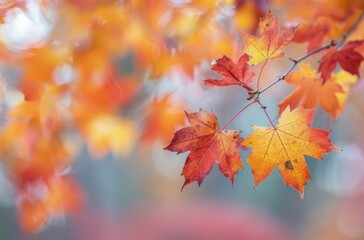 Vibrant Autumn Leaves in Varying Shades at a Park on a Sunny Day