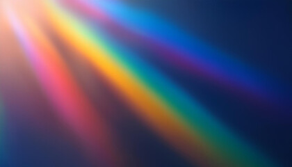 Abstract Ethereal Light Spectrum. Dreamy Rainbow Hues Blending into a Soft, Mystical Glow Across a Deep Blue Gradient Background, Banner for Presentation
