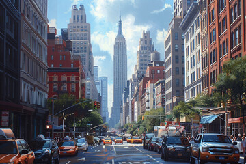 Manhattan Skyline in New York City: Iconic Urban Landscape"