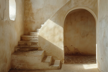 Beige plaster interior and window