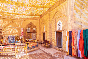 Carpet workshop in the courtyard of the madrasah.