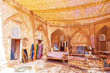 Carpet workshop in the courtyard of the madrasah.