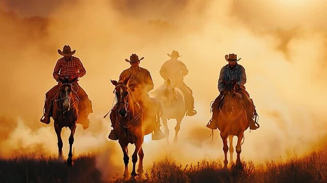 westerners mounted on horses