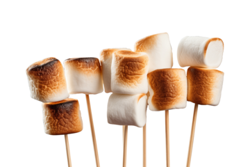 Toasted marshmallow on a stick isolated on transparent background, png