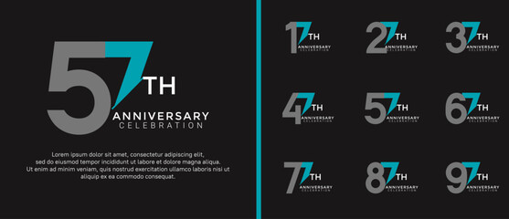 anniversary logo style set with gray and blue color can be use for celebration moment