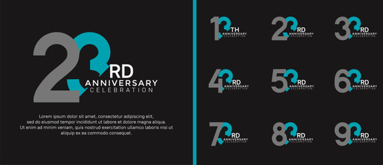 anniversary logo style set with gray and blue color can be use for celebration moment