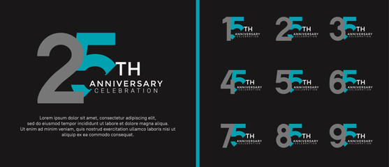anniversary logo style set with gray and blue color can be use for celebration moment