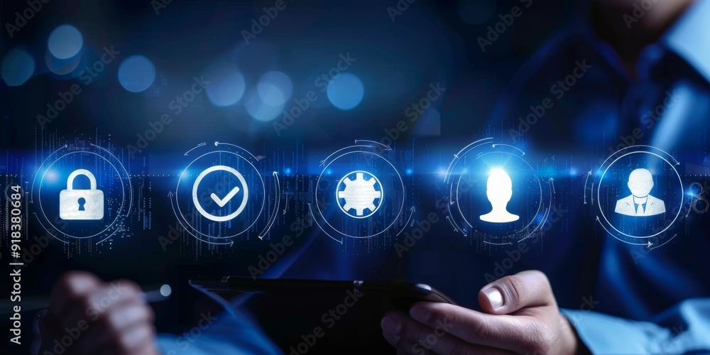 Poster customer service representative assists a client with technical issues related to business technolog