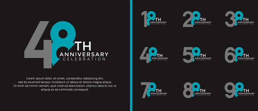 anniversary logo style set with gray and blue color can be use for celebration moment