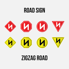 zigzag road road sign vector collection.eps