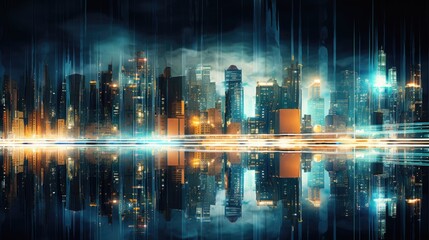 Fototapeta premium Abstract blur background of city lights at night