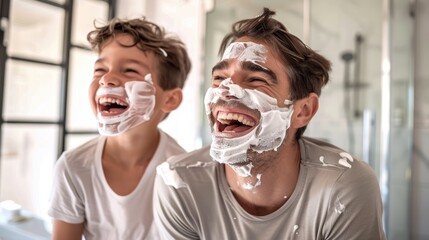 The father and son laughter