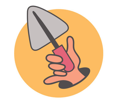 recommend clip art: Hand holding garden tool isolated concept. Vector flat graphic design element illustration