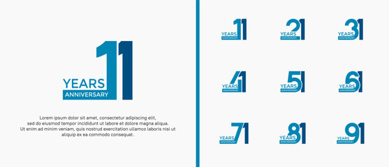 anniversary logo style set with blue color can be use for celebration moment