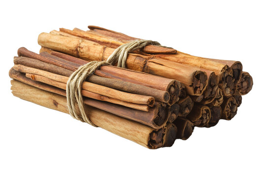solid aromatic Sri Lankan cinnamon on the table as a bundle, Organic food, transparent PNG, Generative AI