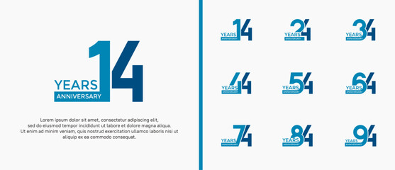 anniversary logo style set with blue color can be use for celebration moment