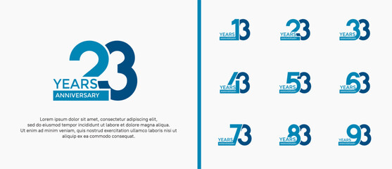 anniversary logo style set with blue color can be use for celebration moment